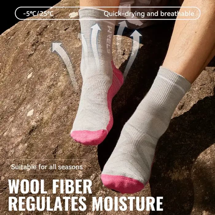 WRELS 1/2/3 paires chaussettes en laine mérinos thermique chaud hiver haute élastique épais