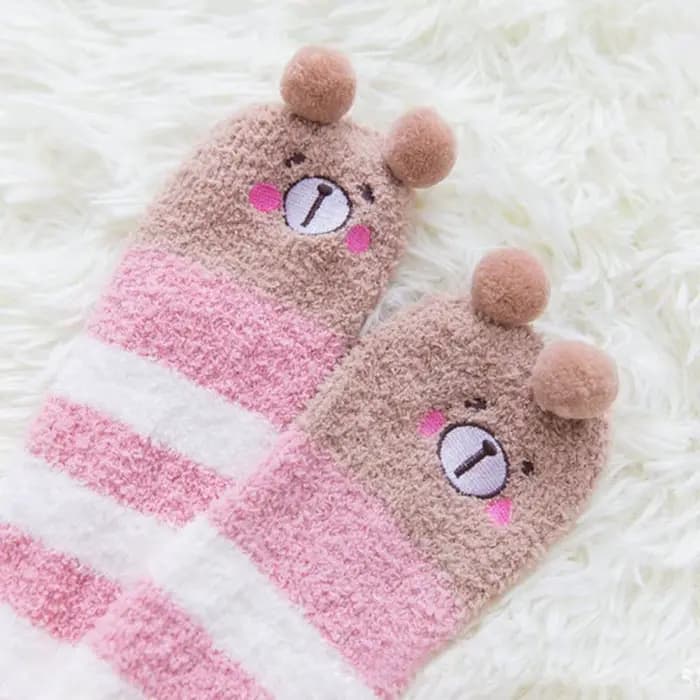 Kawaii japonais Animal imprimé genou chaussettes rayé mignon belle longue cuisse haute