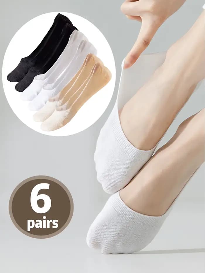 6 paires de chaussettes bateau en pur coton anti-odeur et absorbant la transpiration pour femmes