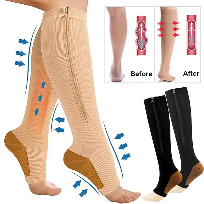 Chaussettes de compression à fermeture éclair pour femmes et hommes