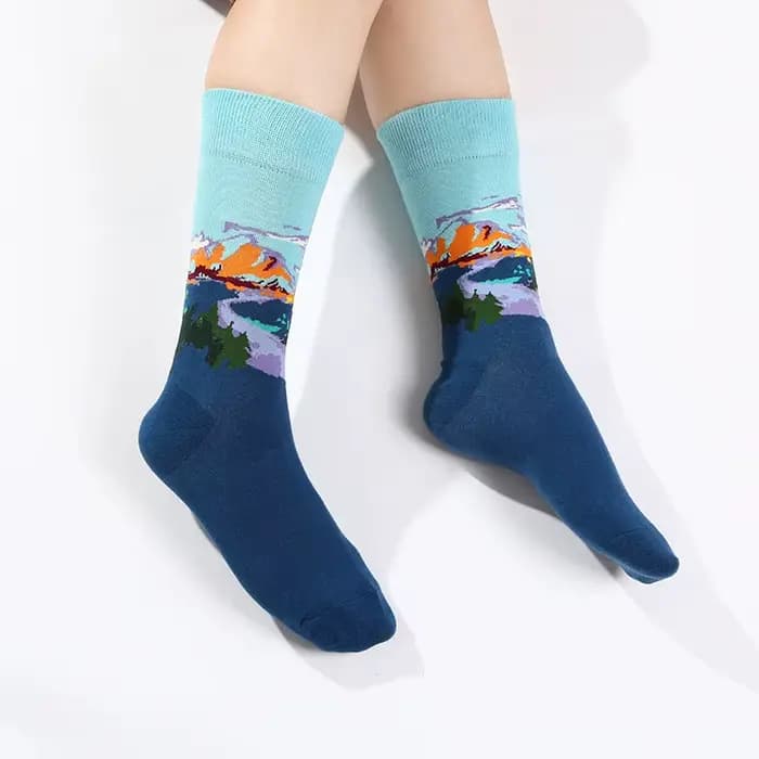 Chaussettes en coton pour femmes rétro abstrait peinture à l'huile Art
