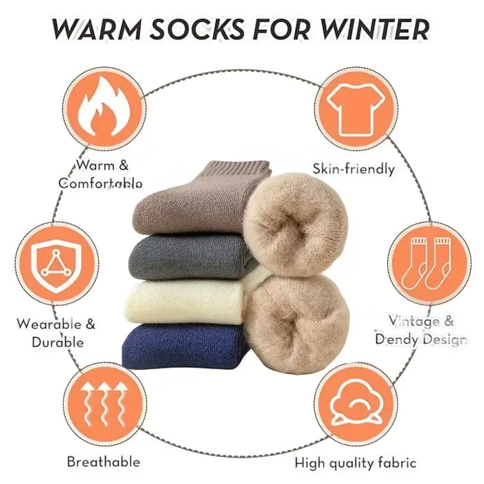 Chaussettes en laine ultra épaisses pour hommes en automne et en hiver