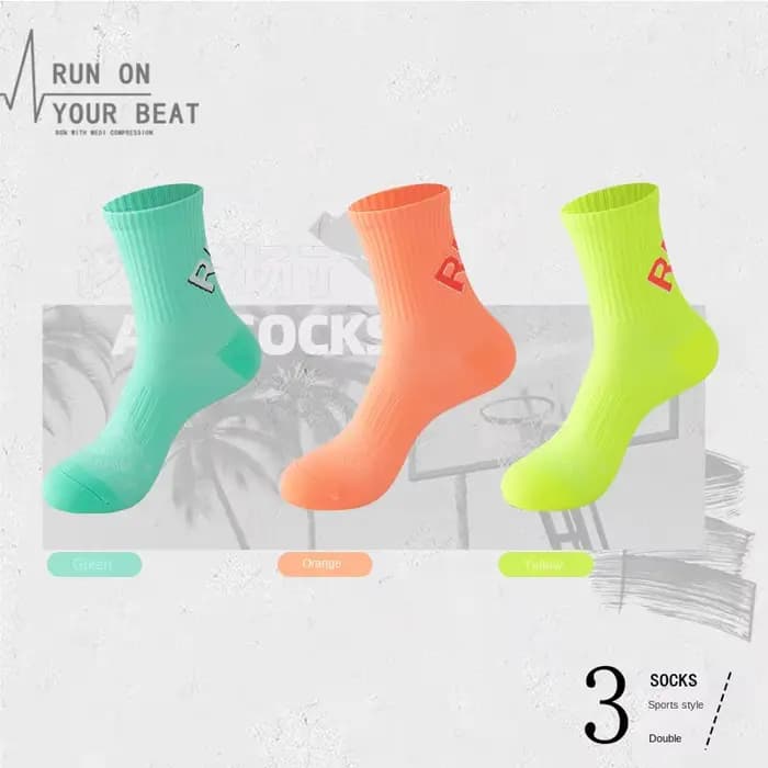 3 paires de chaussettes de sport, chaussettes de course pour hommes et femmes, bas mi-longs à semelle massante, séchage rapide, respirants, pour marathon