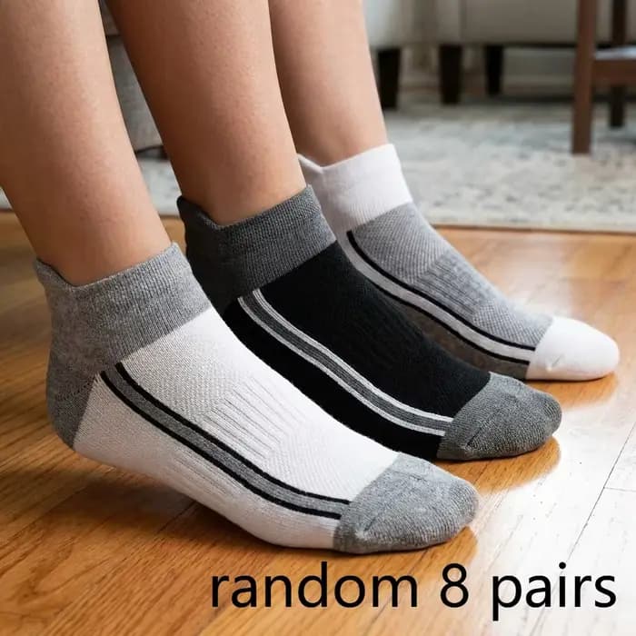 8 paires aléatoires de chaussettes courtes bi-hebdomadaires pour hommes et femmes
