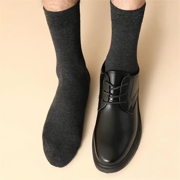 5 paires/lot chaussettes d'affaires pour hommes longs coton peigné automne hiver chaud couleur unie mi Tube mâle
