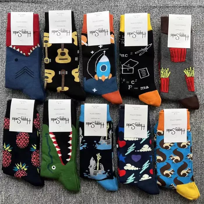 Happy Socks Chaussettes pour hommes quatre saisons Chaussettes de sport classiques en pur coton Chaussettes mi-tube Taille 7-11UK(41-46 EU)