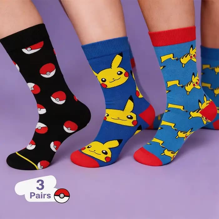 Chaussettes classiques de dessin animé Pokemon Pikachu
