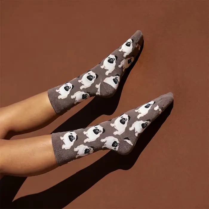 1 paire de chaussettes unisexes avec base brun grisâtre