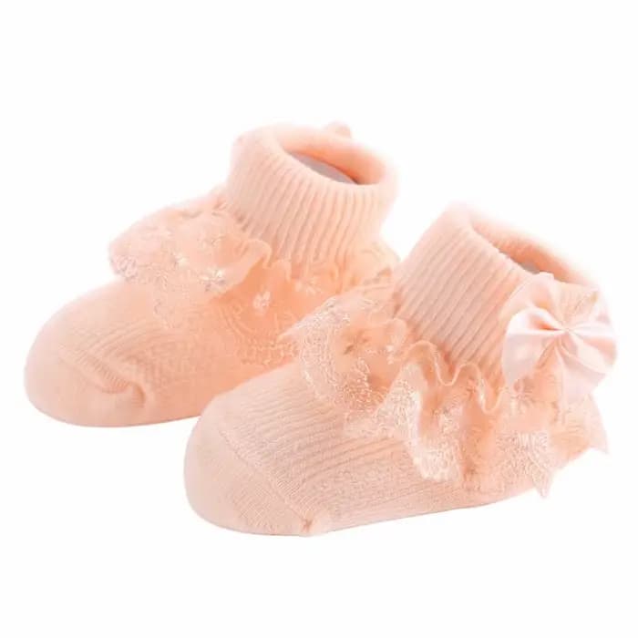 Chaussettes en coton avec nœud en dentelle pour bébé fille