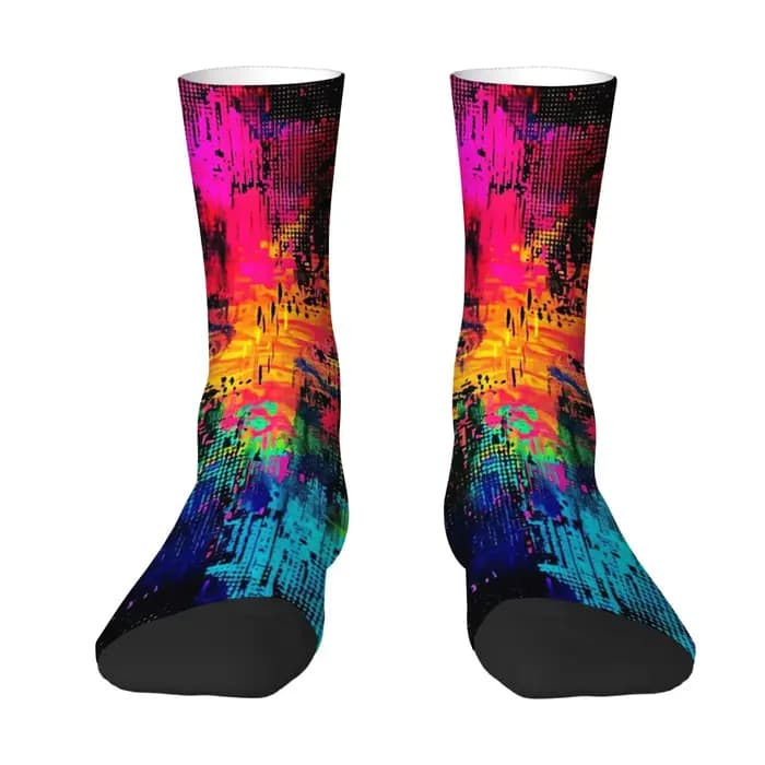 Chaussettes pour hommes Cyberpunk à effet encre éclaboussée