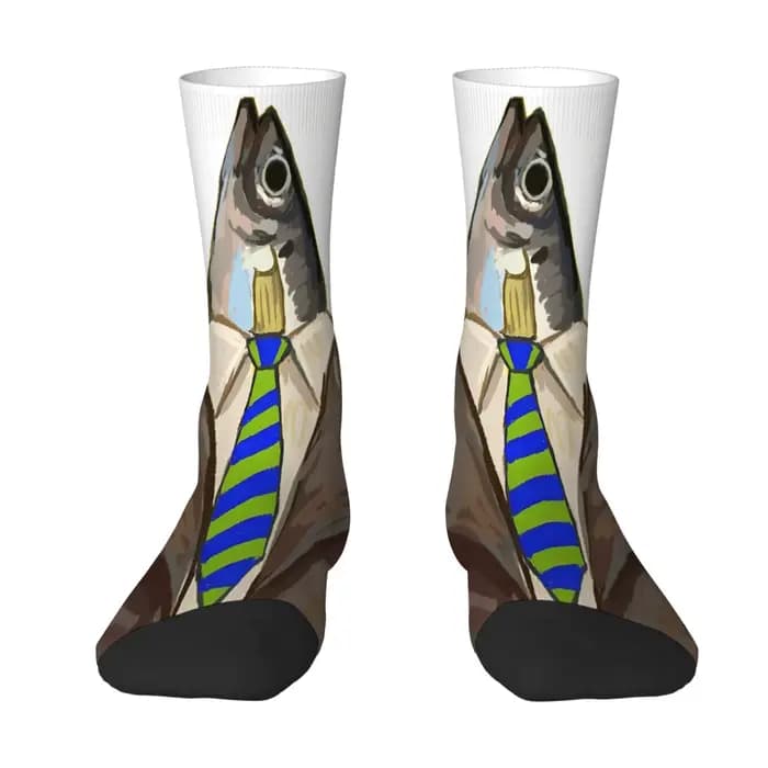 M. Chaussettes pour hommes Fish, antidérapantes, élastiques, respirantes, pour costumes, sports, cyclisme, randonnée, chaussettes de compression amusantes, originales, rétro, tendance