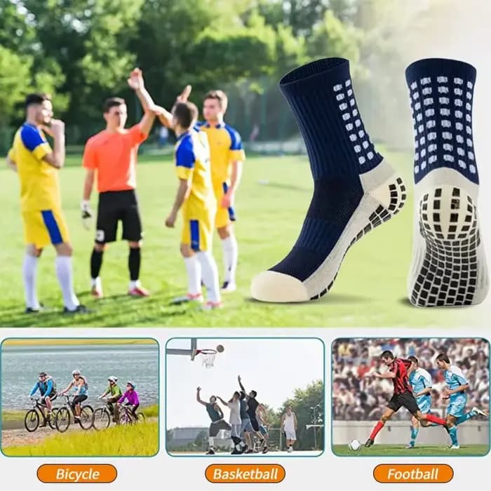 1 paire de chaussettes de football antidérapantes