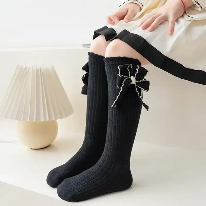 Bas Lolita Kawaii noir blanc pour fille