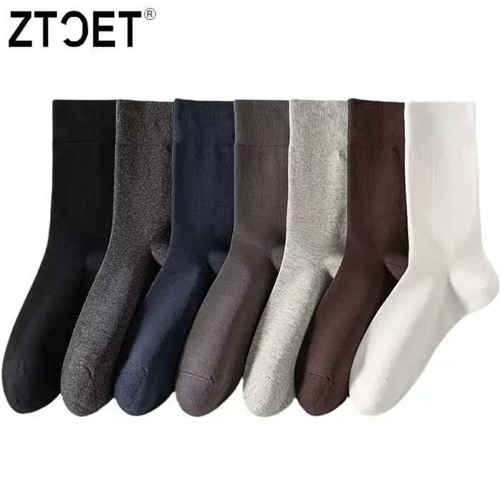 Chaussettes en coton peigné pour hommes de haute qualité suture désossée nouveau décontracté respirant noir blanc affaires 5 paires mâle chaussette longue EU39-45