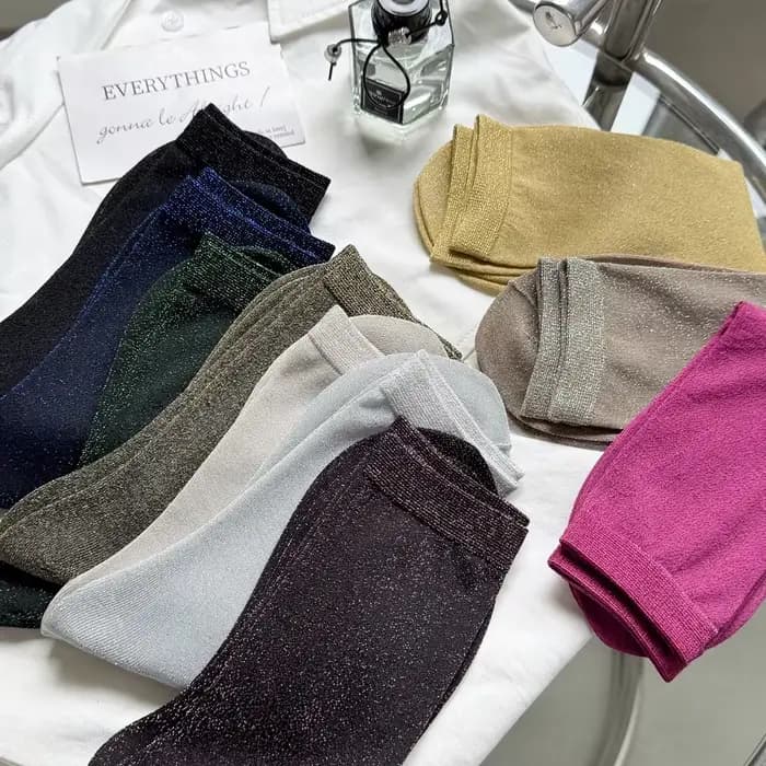 5 paires de chaussettes d'été à paillettes pour femmes