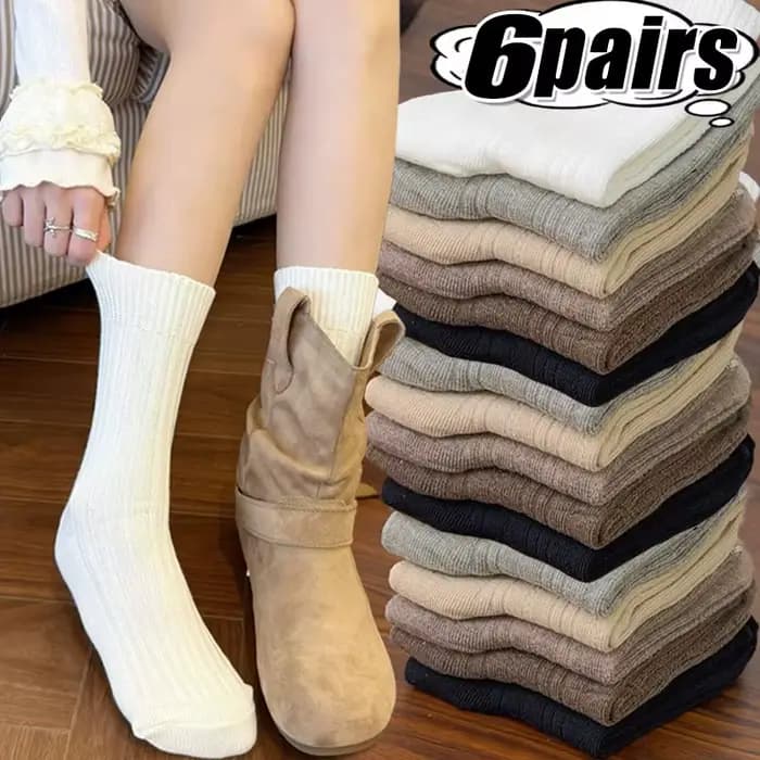 Nouveau confortable côtelé chaussettes femmes couleur unie coton équipage