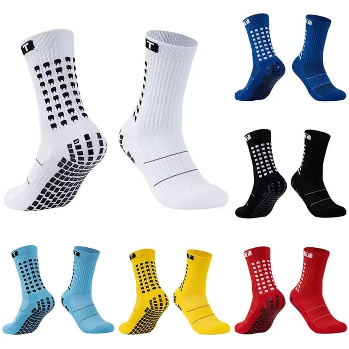 Chaussettes antidérapantes en coton pour hommes et femmes, chaussettes carrées respirantes à ventouse en Silicone, antidérapantes, pour sport de Football, Baseball, Rugby