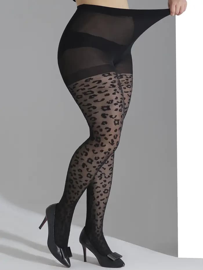 Une paire de collants opaques à la mode imprimé léopard Starlight pour femmes avec leggings très extensibles