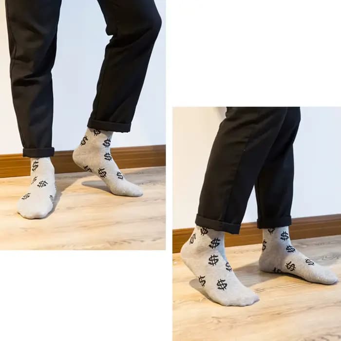 Chaussettes thermiques pour hommes, chaudes pour l'hiver, avec imprimé dollar amusant, chaussettes décontractées épaisses pour hommes, chaussettes de sport en coton noir et blanc, chaussettes pour hom