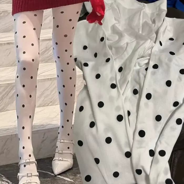 Collants transparents à pois pour femmes
