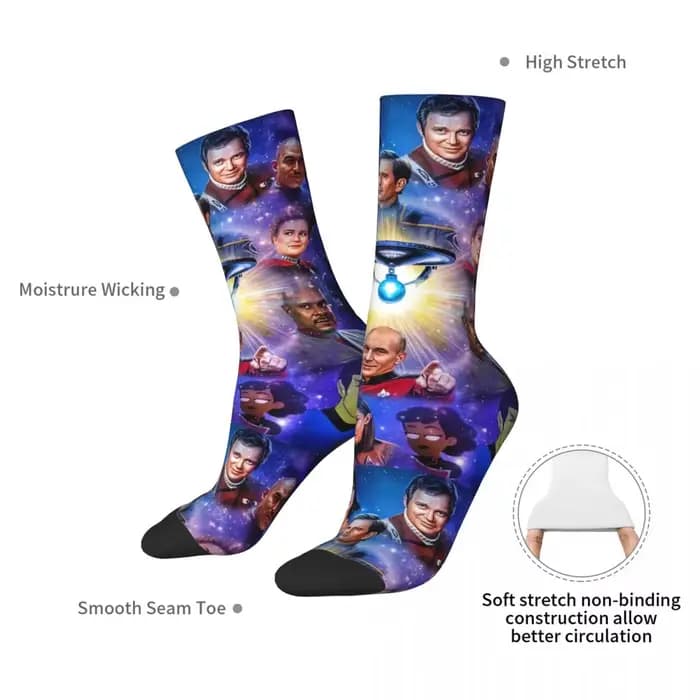 Stars Treks Groups Chaussettes Starfleet Movie Bas tendance Femmes Hommes Chaud Doux