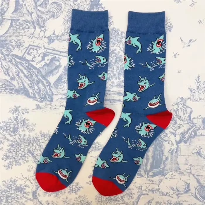 1 paire de chaussettes unisexes grand requin blanc
