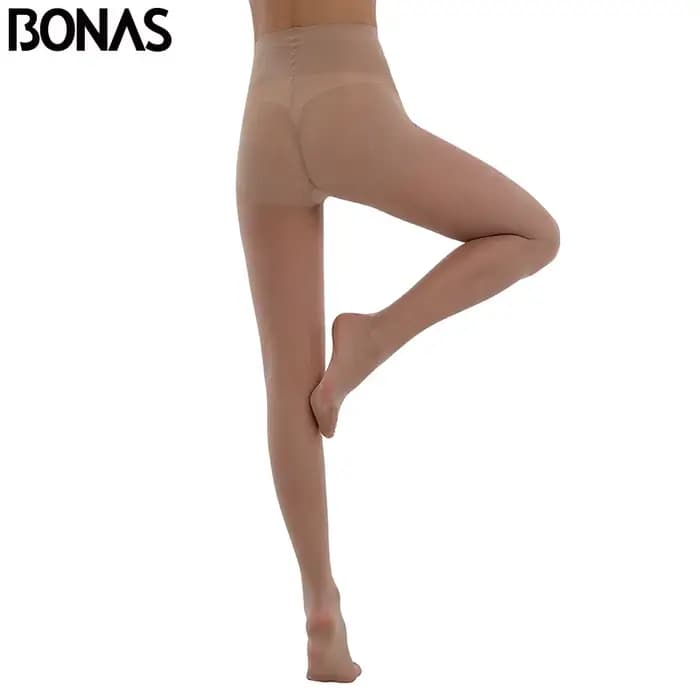 BONAS – collants respirants Sexy 40D pour femmes, collants de Protection solaire taille haute, entrejambe en T, bas Slim extensible pour femmes