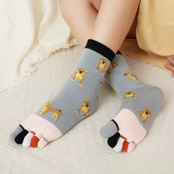 Chaussettes colorées à cinq doigts pour femmes