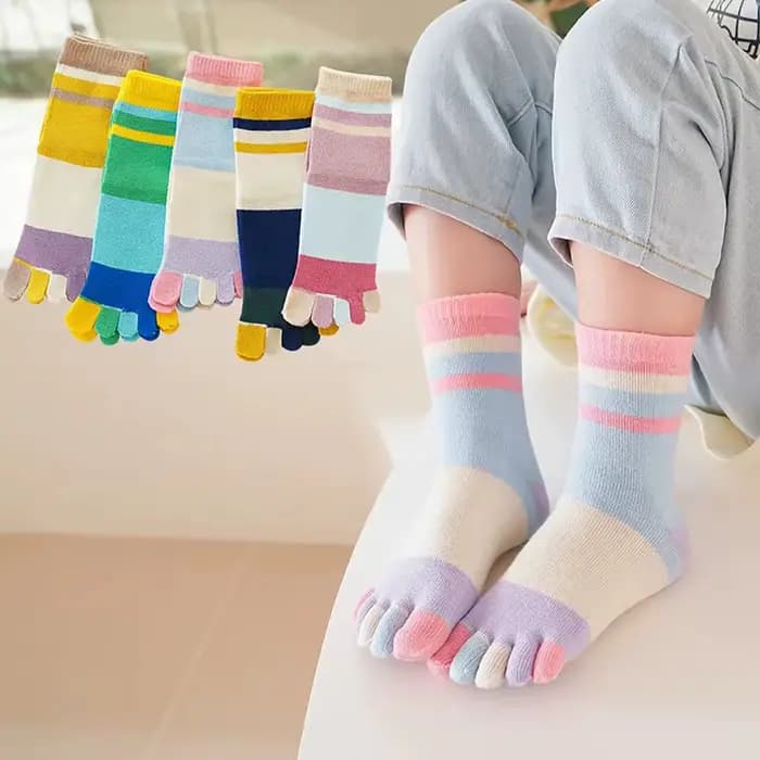 1 paire de nouvelles chaussettes à cinq orteils à la mode et polyvalentes pour enfants, déodorants respirants, confortables et mignons et respirants