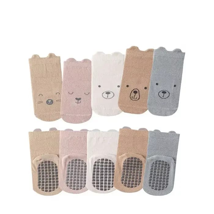 BELLBELL 5 paires de chaussettes antidérapantes pour bébé