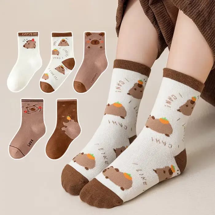 Chaussettes mi-tube en coton ours mignon pour enfants