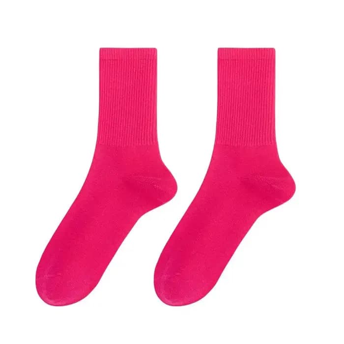 Chaussettes colorées pour femmes, tendance sportive, style dopamine, respirantes, en coton, simples, mignonnes, polyvalentes, couleur unie
