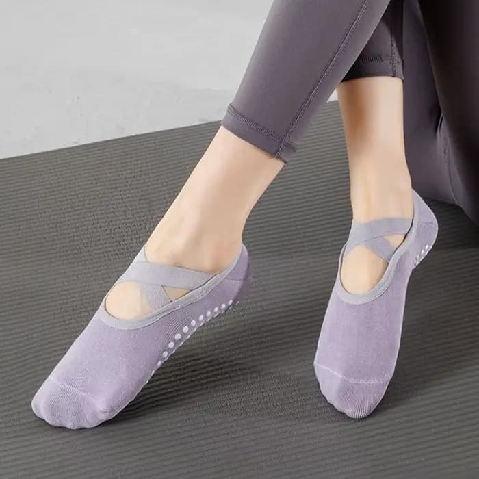 Chaussettes de yoga antidérapantes pour femmes – Chaussettes respirantes dos nu pour ballet, pilates, barre et danse, chaussettes de sport antidérapantes