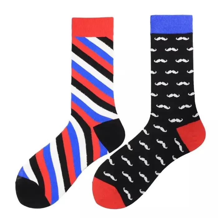 Chaussettes Harajuku pour hommes avec impression drôle AB asymétrique mode