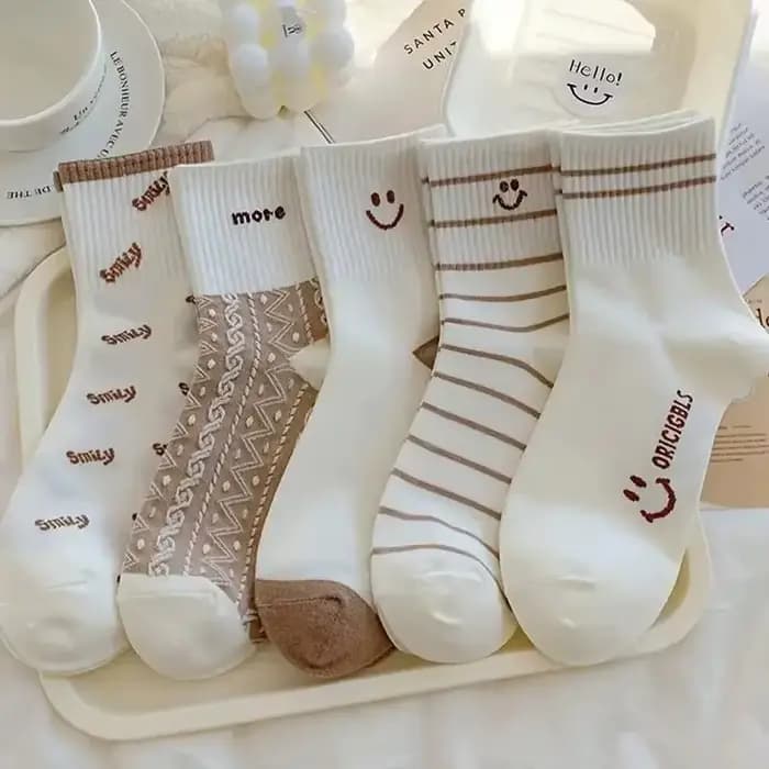 10 paires (5 paires) de chaussettes mi-mollet pour femme