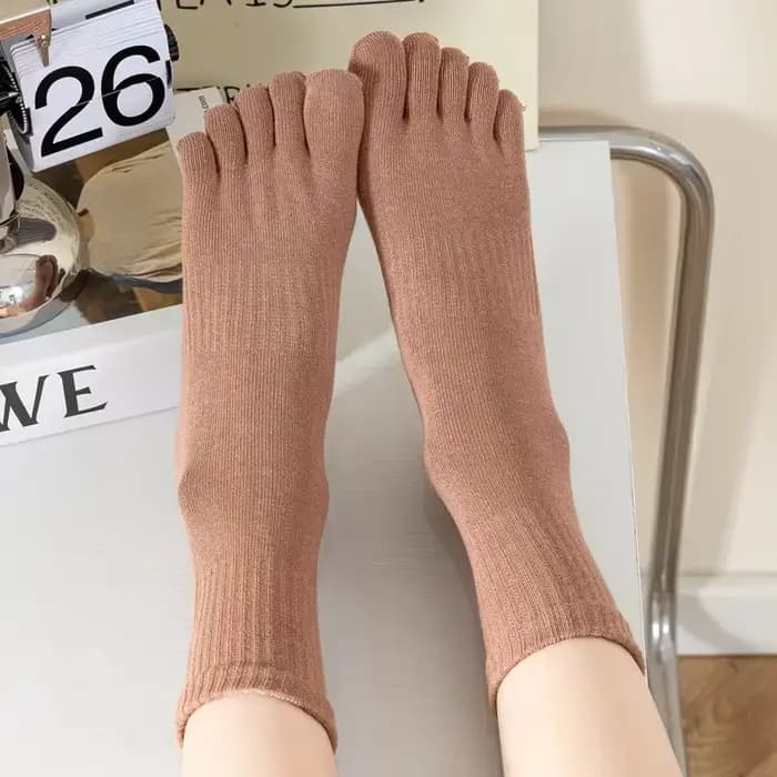 1 paire de chaussettes pour femmes en coton biologique à cinq doigts