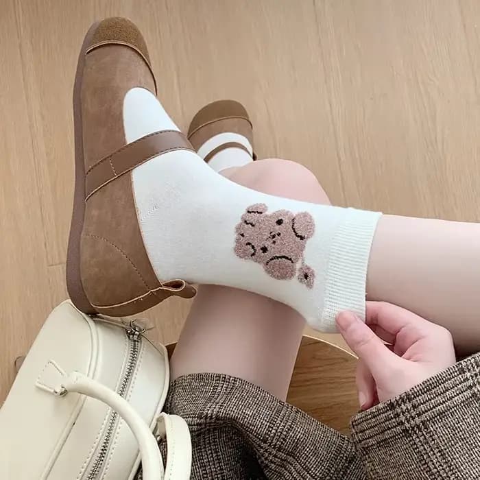 Chaussettes longues en coton pour femmes, dessin animé, chat, chien, doux, filles, japonais, Kawaii, style coréen, Harajuku, rétro, streetwear, mignon