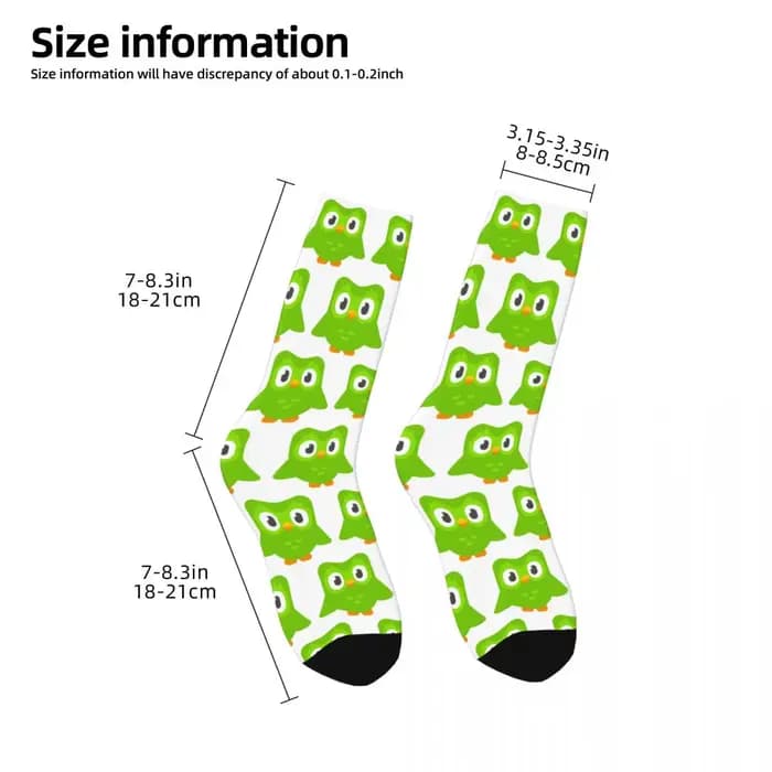 Duolingo hibou Duo chaussettes Harajuku bas Super doux toutes saisons