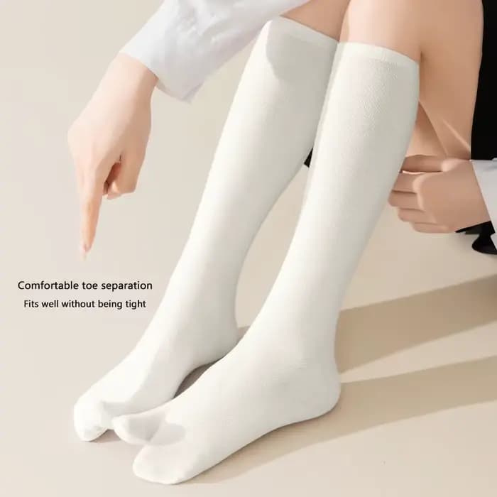 6 paires de chaussettes Tabi pour femmes et hommes, chaussettes longues japonaises à bout fendu, respirantes, couleur unie, chaussettes hautes jusqu'au genou pour tongs Geta