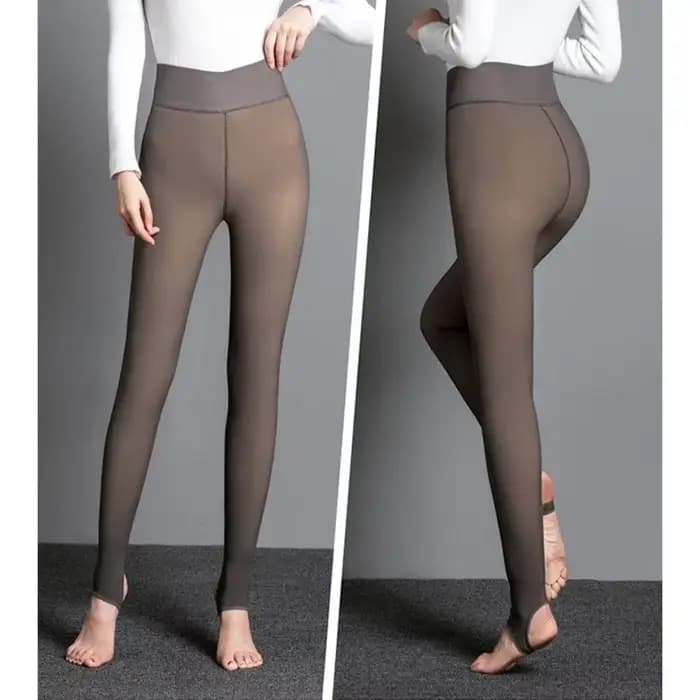 Collants thermiques doublés de fourrure pour femmes, chaussettes d'hiver chaudes, taille haute, élasticité, sourire, leggings pour dames