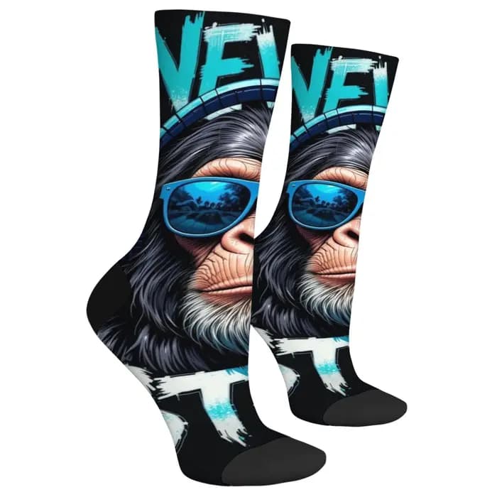 NEVER STOP rock DJ gorille chaussettes roman amusant heureux hommes