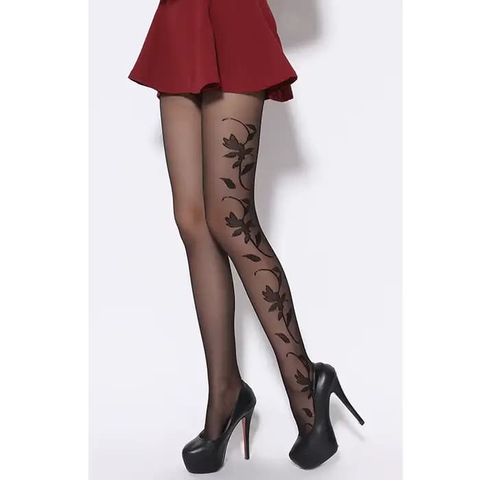 20 Denier Ultra pure été noir à la mode et Sexy femme motif Jacquard noyau-filé soie collants bas