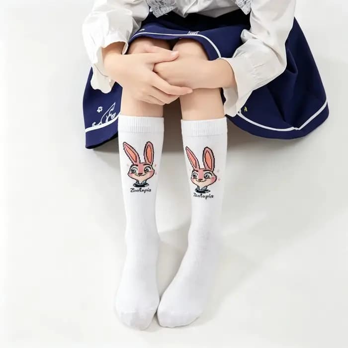 4 paires de chaussettes Disney bleues et blanches avec motif de personnage de dessin animé Zootopia