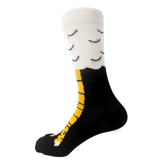 Hommes drôle patte de poulet équipage chaussettes poule pieds jaune longue jambe homme Couple école Freak 3D