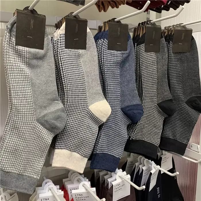 Chaussettes à carreaux en coton peigné pour hommes