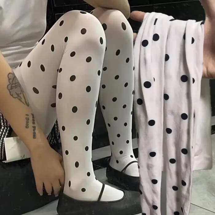 Y2k – collants à pois pour filles et femmes