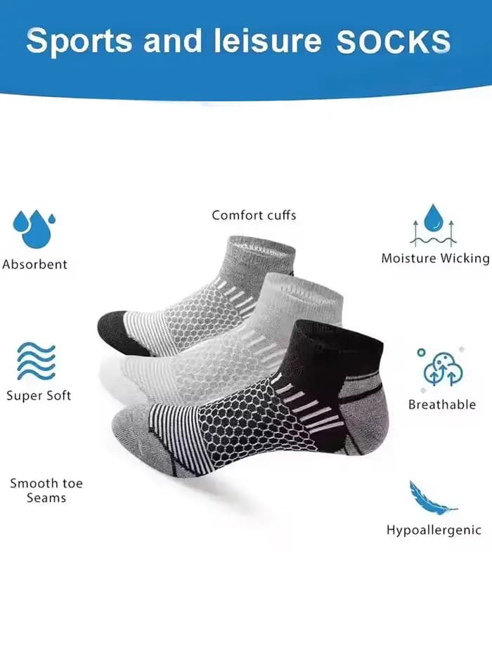 Chaussettes de sport courtes pour hommes, 6/12 paires, chaussettes athlétiques respirantes et absorbant l'humidité, toutes saisons, pour la course à pied, la salle de sport et le fitness