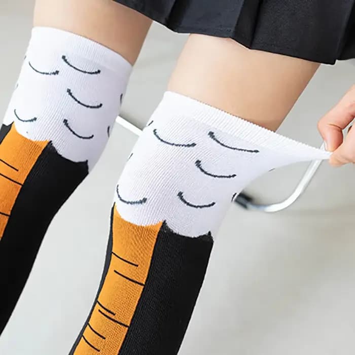 1/2 paires de chaussettes longues à tube inspirées des pieds de poulet adorables et humoristiques avec une personnalité unique pour les personnes handicapées à la mode