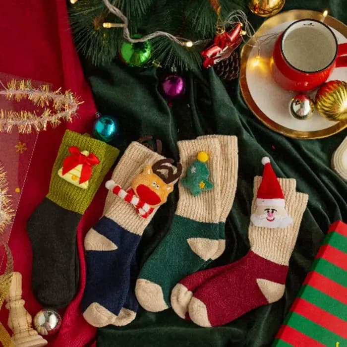 Chaussettes de noël en coton respirant pour enfants