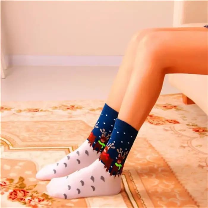 Chaussettes de noël colorées en coton pour femmes et hommes